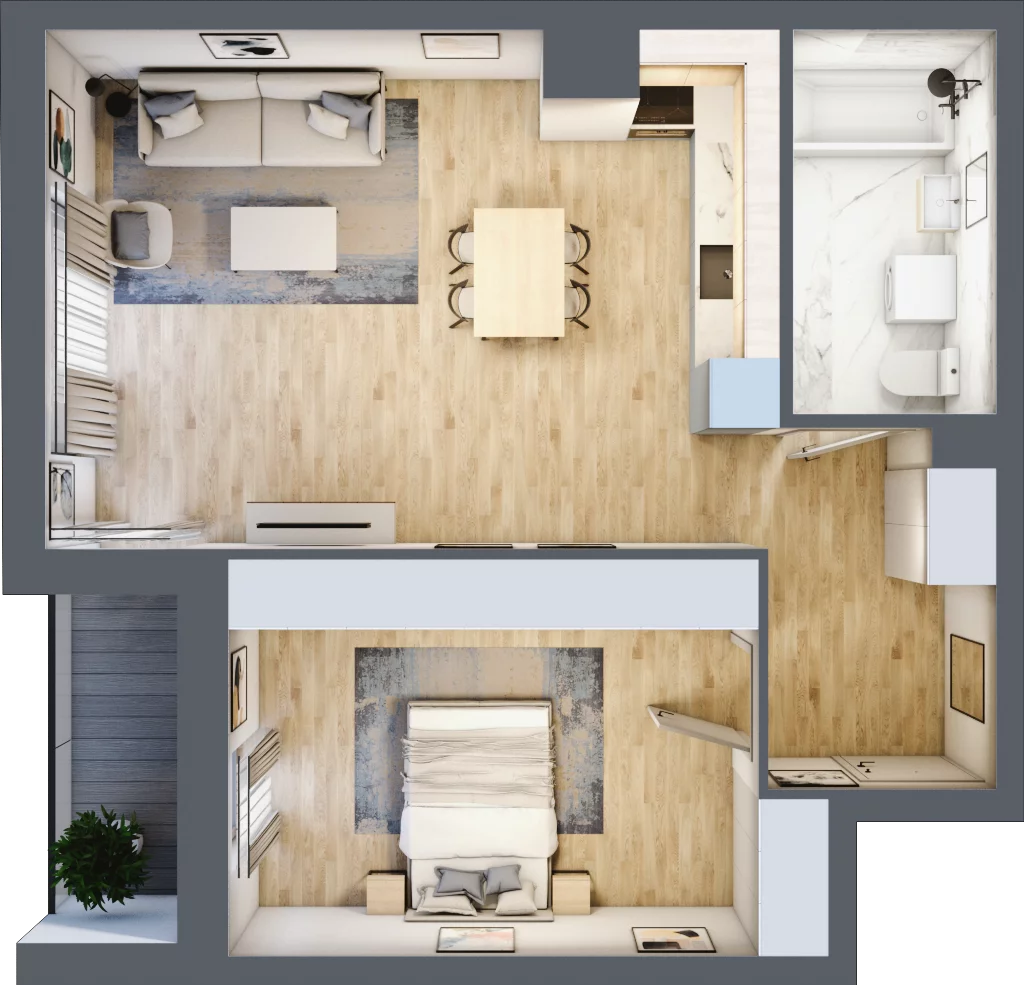 2 pokoje, mieszkanie 55,63 m², piętro 4, oferta nr 2.A25, Niebieski Bursztyn II, Reda, ul. Bosmańska