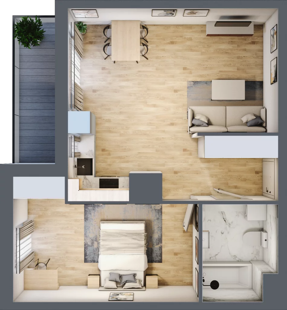 2 pokoje, mieszkanie 48,55 m², piętro 11, oferta nr 2.A83, Niebieski Bursztyn II, Reda, ul. Bosmańska