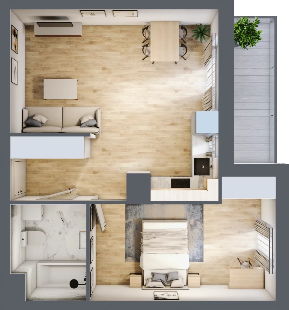 2 pokoje, mieszkanie 48,30 m², piętro 3, oferta nr 2.A17, Niebieski Bursztyn II, Reda, ul. Bosmańska