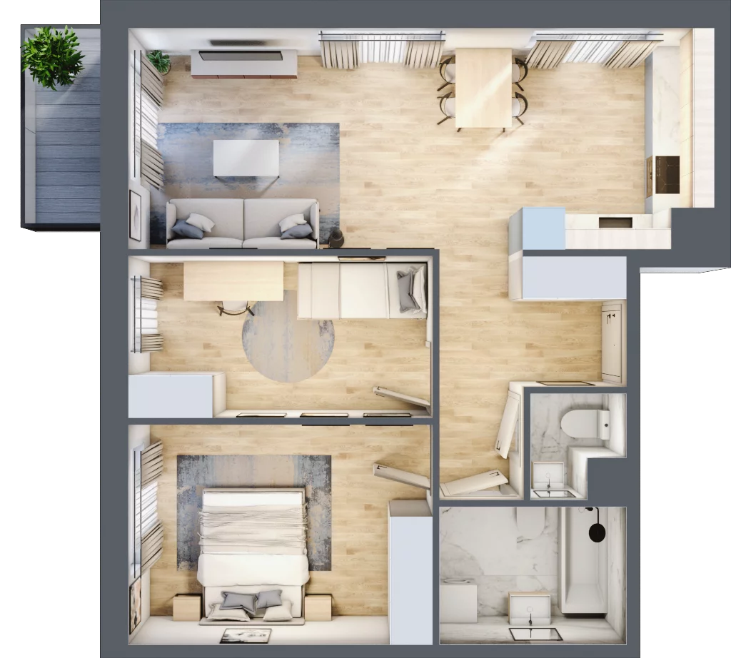 3 pokoje, mieszkanie 62,06 m², piętro 2, oferta nr III-B1.M36, Strefa Cegielnia 3, Kraków, Wzgórza Krzesławickie, Zesławice, ul. Gustawa Morcinka