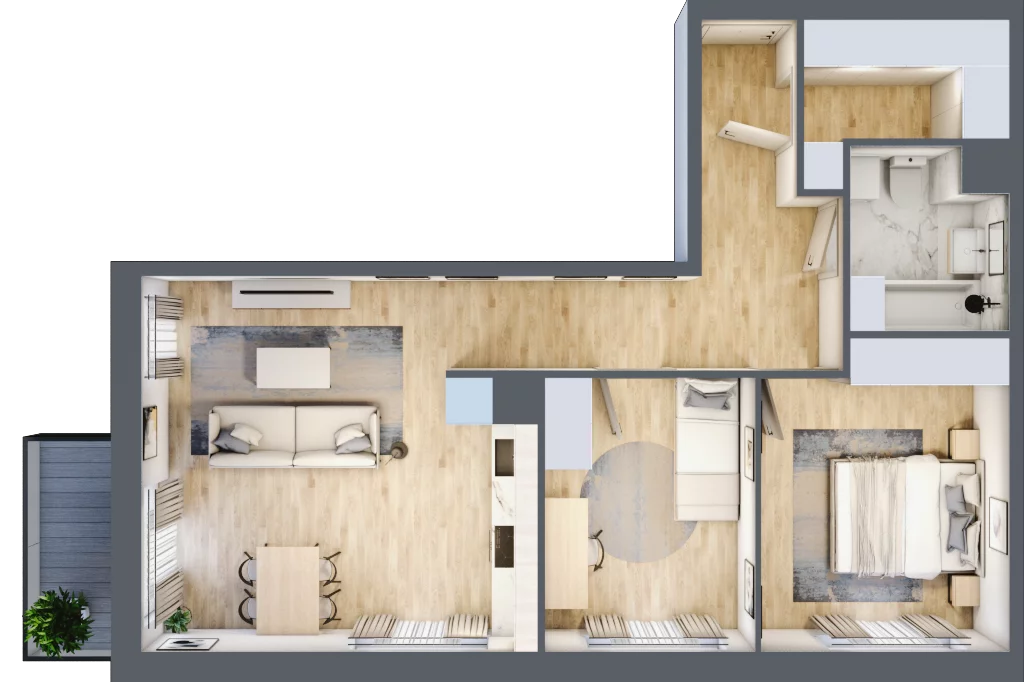 3 pokoje, mieszkanie 64,16 m², piętro 3, oferta nr III-B1.M39, Strefa Cegielnia 3, Kraków, Wzgórza Krzesławickie, Zesławice, ul. Gustawa Morcinka