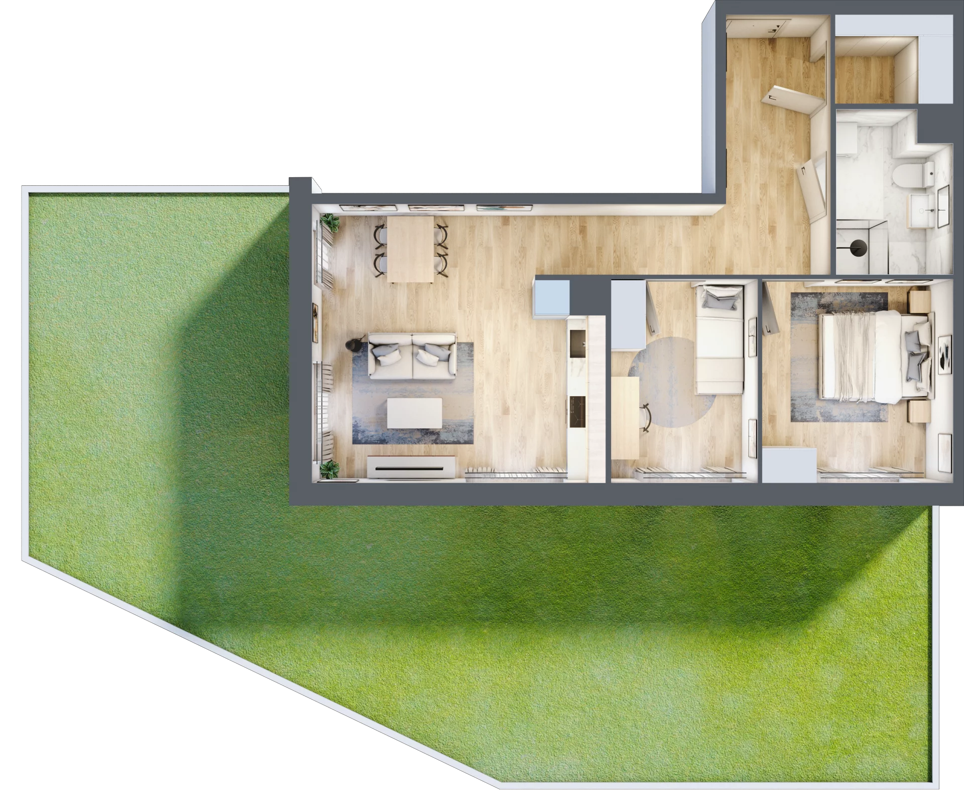 3 pokoje, mieszkanie 64,25 m², parter, oferta nr III-B1.M27, Strefa Cegielnia 3, Kraków, Wzgórza Krzesławickie, Zesławice, ul. Gustawa Morcinka