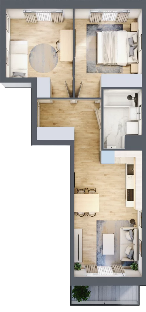 3 pokoje, mieszkanie 50,76 m², piętro 1, oferta nr III-B1.M29, Strefa Cegielnia 3, Kraków, Wzgórza Krzesławickie, Zesławice, ul. Gustawa Morcinka