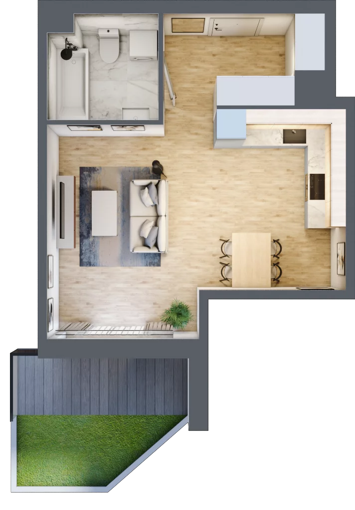 1 pokój, mieszkanie 35,25 m², parter, oferta nr III-B1.M1, Strefa Cegielnia 3, Kraków, Wzgórza Krzesławickie, Zesławice, ul. Gustawa Morcinka