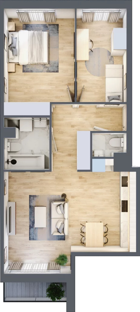 3 pokoje, mieszkanie 65,49 m², piętro 4, oferta nr III-B1.M21, Strefa Cegielnia 3, Kraków, Wzgórza Krzesławickie, Zesławice, ul. Gustawa Morcinka