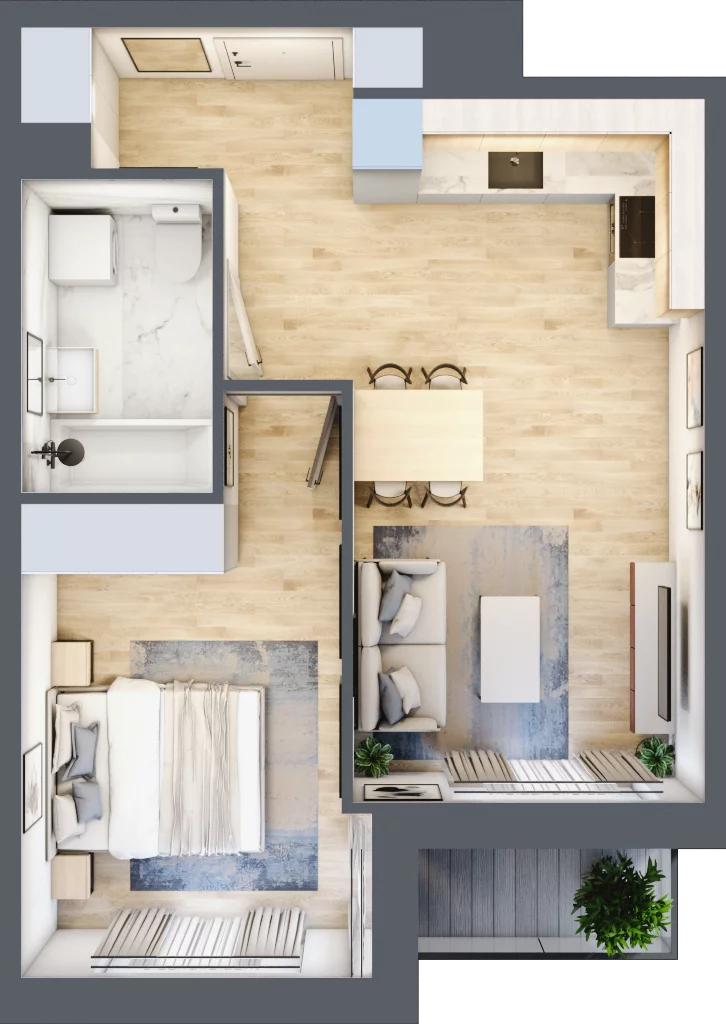 2 pokoje, mieszkanie 40,48 m², piętro 3, oferta nr III-B1.M38, Strefa Cegielnia 3, Kraków, Wzgórza Krzesławickie, Zesławice, ul. Gustawa Morcinka