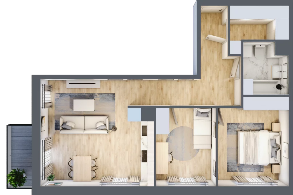 3 pokoje, mieszkanie 64,16 m², piętro 2, oferta nr III-B1.M35, Strefa Cegielnia 3, Kraków, Wzgórza Krzesławickie, Zesławice, ul. Gustawa Morcinka