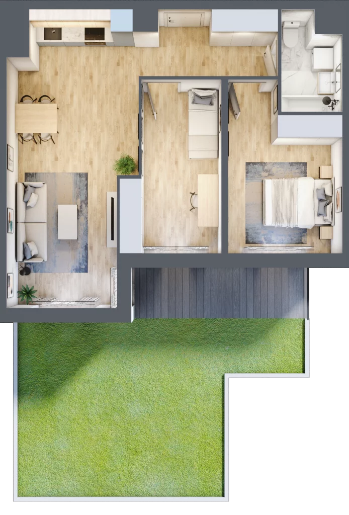 3 pokoje, mieszkanie 61,29 m², parter, oferta nr III-B1.M26, Strefa Cegielnia 3, Kraków, Wzgórza Krzesławickie, Zesławice, ul. Gustawa Morcinka