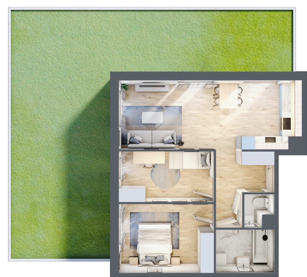 3 pokoje, mieszkanie 62,06 m², parter, oferta nr III-B1.M28, Strefa Cegielnia 3, Kraków, Wzgórza Krzesławickie, Zesławice, ul. Gustawa Morcinka