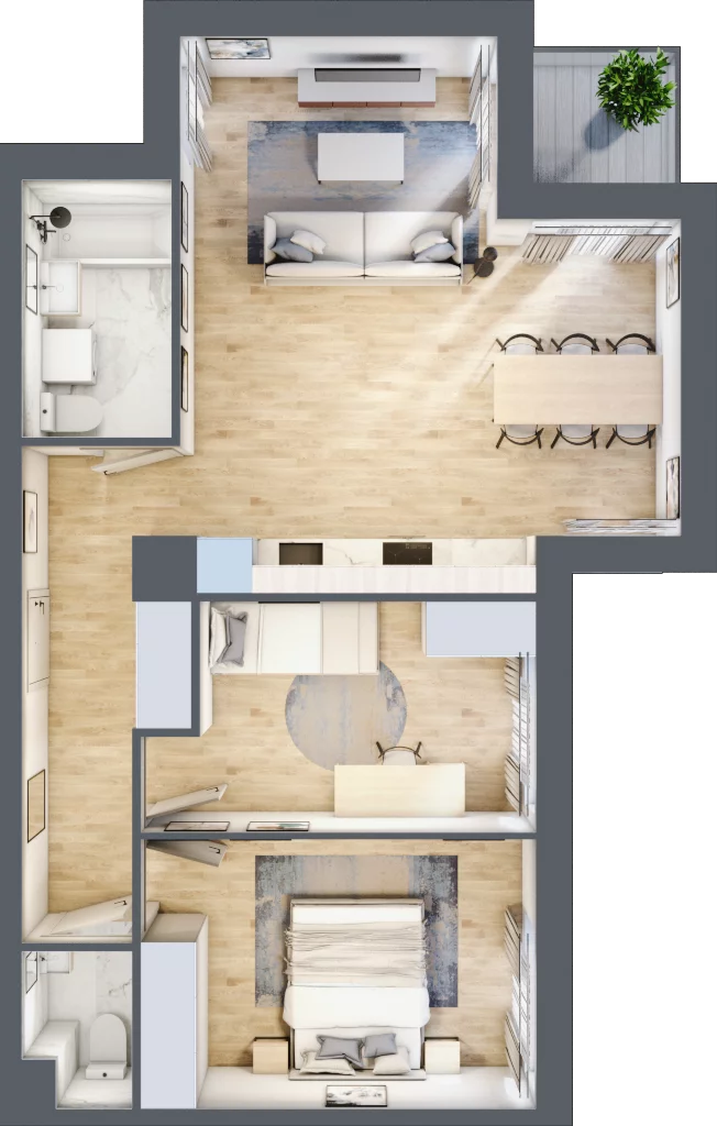 3 pokoje, mieszkanie 64,93 m², piętro 1, oferta nr III-B1.M7, Strefa Cegielnia 3, Kraków, Wzgórza Krzesławickie, Zesławice, ul. Gustawa Morcinka
