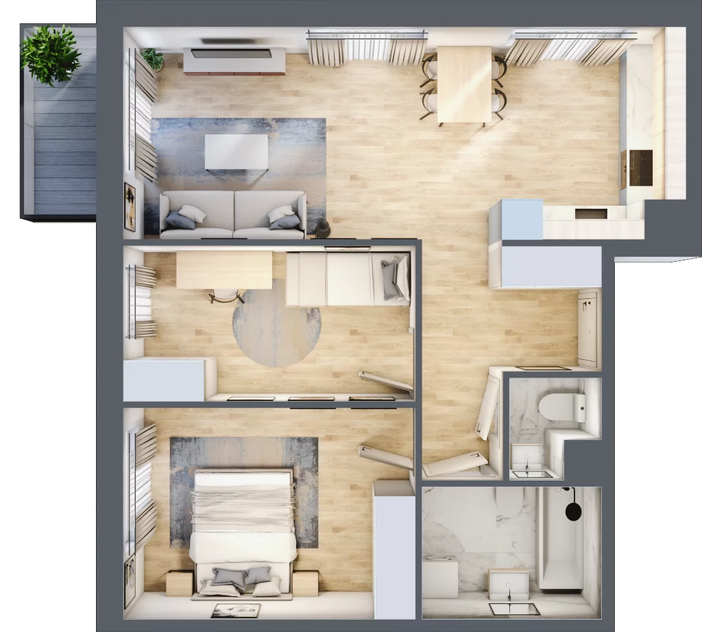 3 pokoje, mieszkanie 62,06 m², piętro 4, oferta nr III-B1.M44, Strefa Cegielnia 3, Kraków, Wzgórza Krzesławickie, Zesławice, ul. Gustawa Morcinka