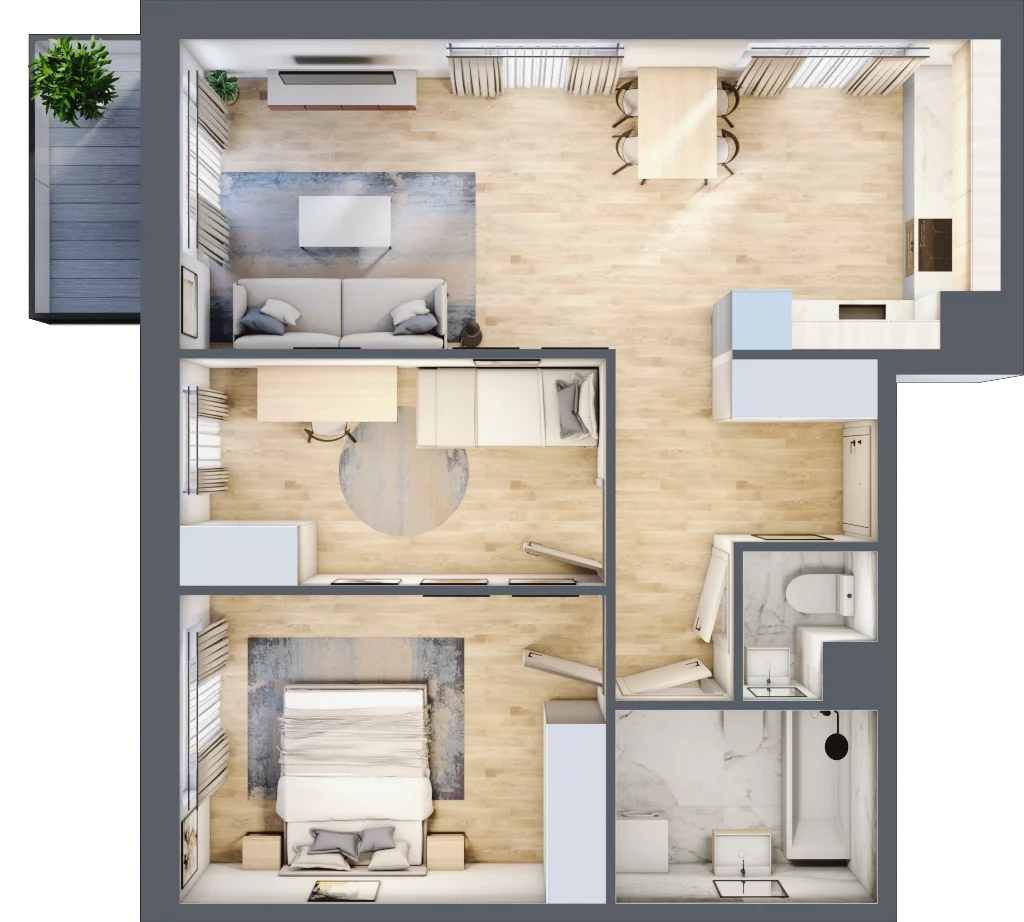 3 pokoje, mieszkanie 62,06 m², piętro 1, oferta nr III-B1.M32, Strefa Cegielnia 3, Kraków, Wzgórza Krzesławickie, Zesławice, ul. Gustawa Morcinka