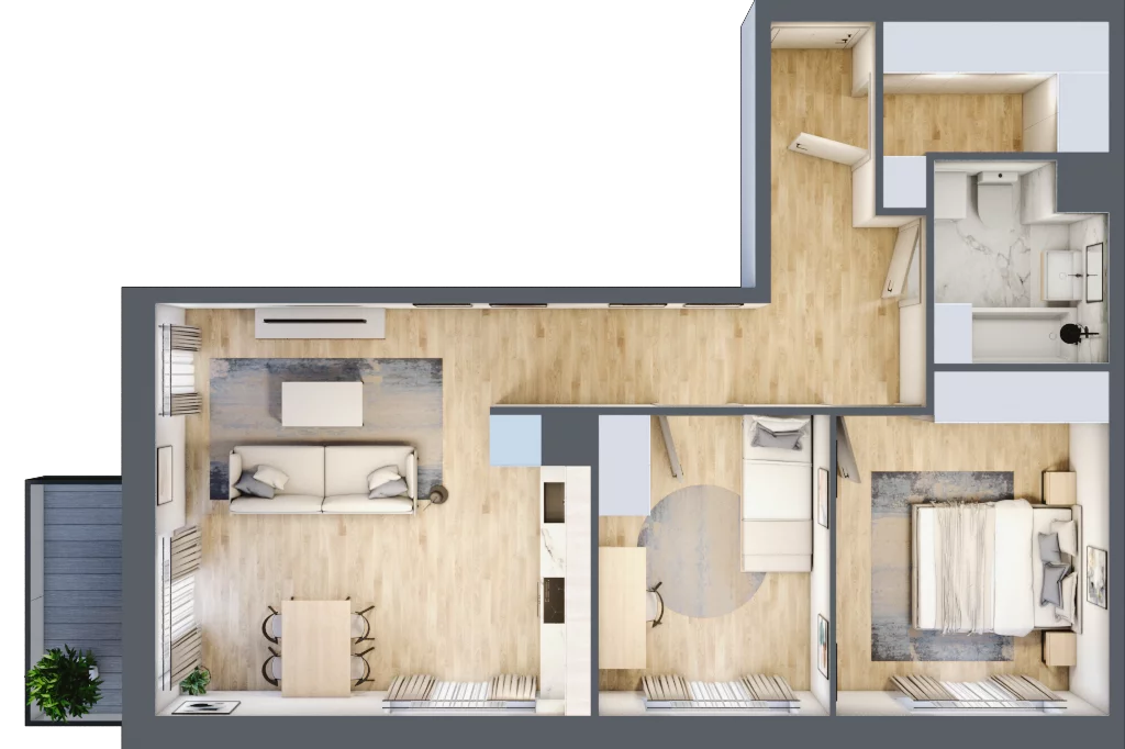 3 pokoje, mieszkanie 64,16 m², piętro 4, oferta nr III-B1.M43, Strefa Cegielnia 3, Kraków, Wzgórza Krzesławickie, Zesławice, ul. Gustawa Morcinka