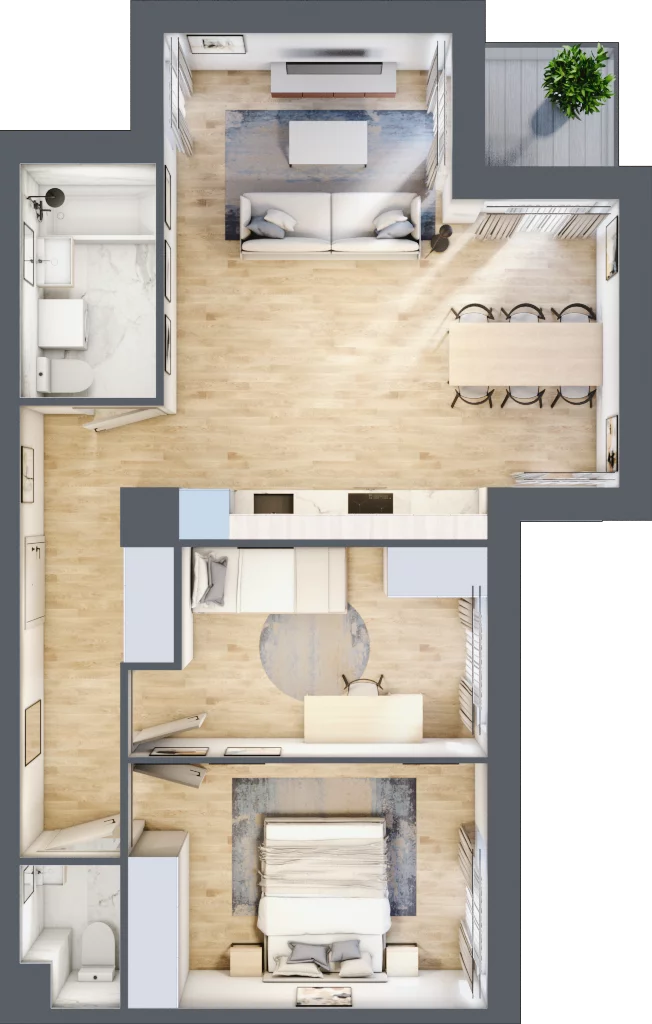 3 pokoje, mieszkanie 64,92 m², piętro 4, oferta nr III-B1.M22, Strefa Cegielnia 3, Kraków, Wzgórza Krzesławickie, Zesławice, ul. Gustawa Morcinka