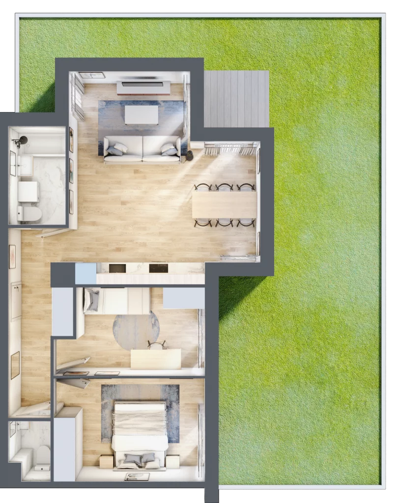 3 pokoje, mieszkanie 64,93 m², parter, oferta nr III-B1.M2, Strefa Cegielnia 3, Kraków, Wzgórza Krzesławickie, Zesławice, ul. Gustawa Morcinka