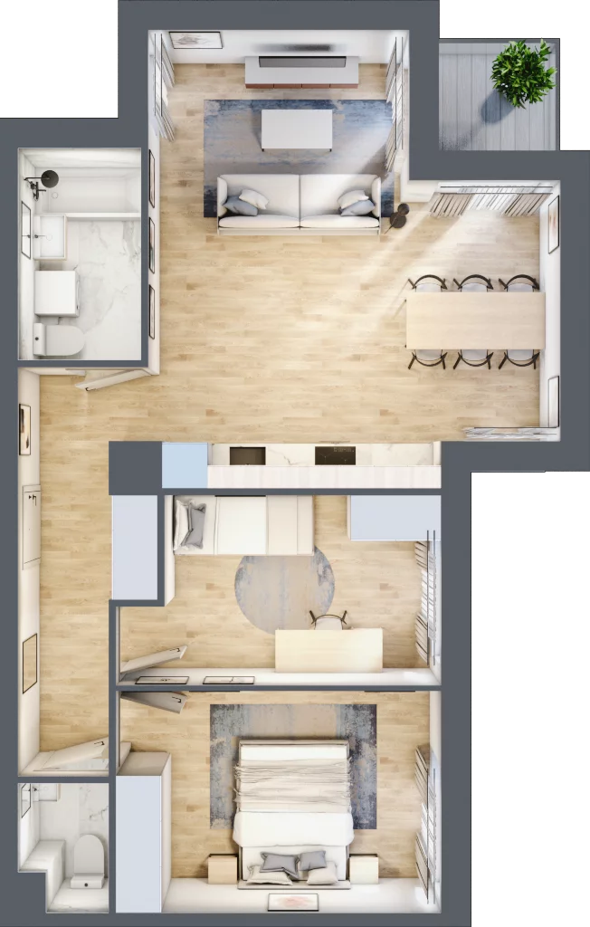 3 pokoje, mieszkanie 64,92 m², piętro 2, oferta nr III-B1.M12, Strefa Cegielnia 3, Kraków, Wzgórza Krzesławickie, Zesławice, ul. Gustawa Morcinka
