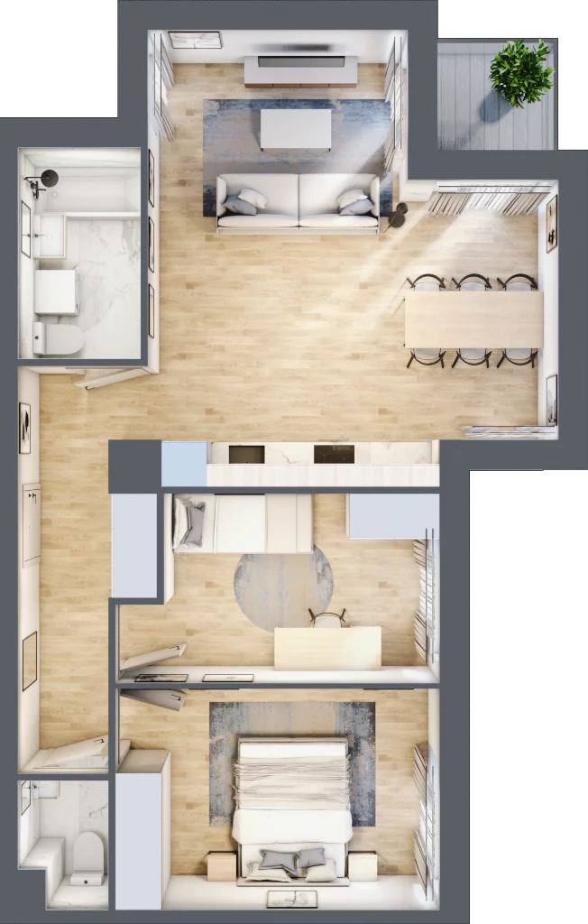 3 pokoje, mieszkanie 64,92 m², piętro 3, oferta nr III-B1.M17, Strefa Cegielnia 3, Kraków, Wzgórza Krzesławickie, Zesławice, ul. Gustawa Morcinka