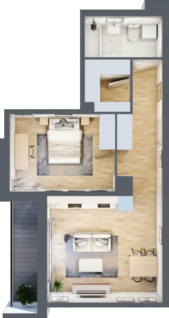 2 pokoje, mieszkanie 48,93 m², piętro 3, oferta nr III-B1.M20, Strefa Cegielnia 3, Kraków, Wzgórza Krzesławickie, Zesławice, ul. Gustawa Morcinka