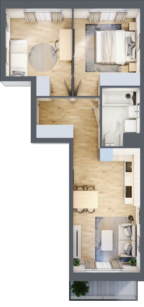 3 pokoje, mieszkanie 50,76 m², piętro 3, oferta nr III-B1.M37, Strefa Cegielnia 3, Kraków, Wzgórza Krzesławickie, Zesławice, ul. Gustawa Morcinka