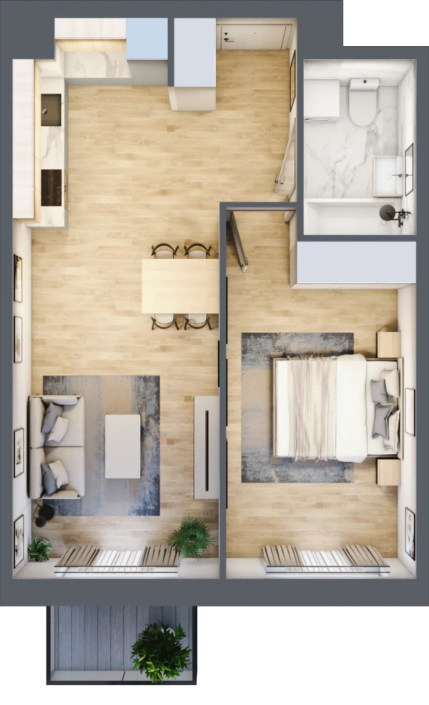 2 pokoje, mieszkanie 45,07 m², piętro 1, oferta nr III-B2.M25, Strefa Cegielnia 3, Kraków, Wzgórza Krzesławickie, Zesławice, ul. Gustawa Morcinka