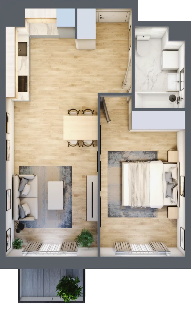 2 pokoje, mieszkanie 44,86 m², piętro 4, oferta nr III-B2.M17, Strefa Cegielnia 3, Kraków, Wzgórza Krzesławickie, Zesławice, ul. Gustawa Morcinka