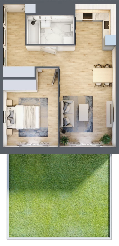 2 pokoje, mieszkanie 49,25 m², parter, oferta nr III-B2.M20, Strefa Cegielnia 3, Kraków, Wzgórza Krzesławickie, Zesławice, ul. Gustawa Morcinka