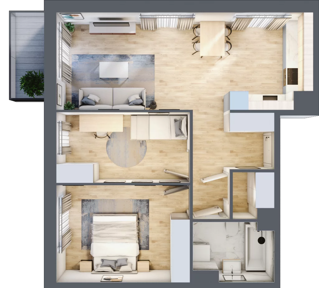 3 pokoje, mieszkanie 61,71 m², piętro 1, oferta nr III-B2.M27, Strefa Cegielnia 3, Kraków, Wzgórza Krzesławickie, Zesławice, ul. Gustawa Morcinka