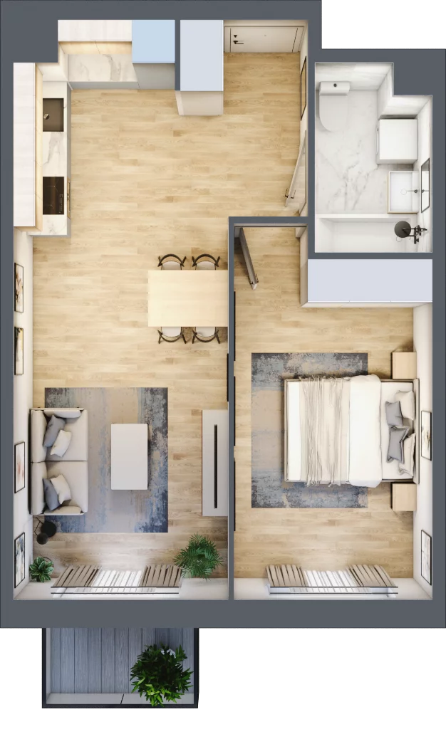 2 pokoje, mieszkanie 44,83 m², piętro 1, oferta nr III-B2.M5, Strefa Cegielnia 3, Kraków, Wzgórza Krzesławickie, Zesławice, ul. Gustawa Morcinka