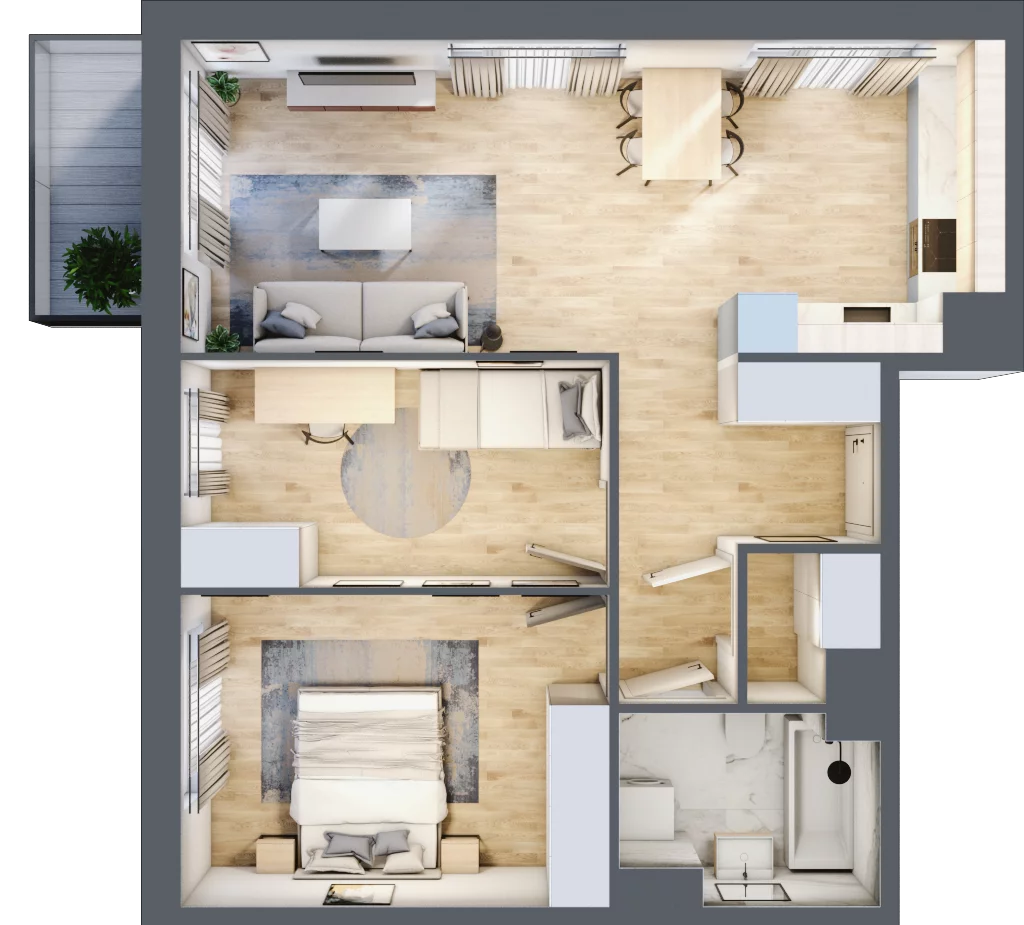 3 pokoje, mieszkanie 61,60 m², piętro 3, oferta nr III-B2.M35, Strefa Cegielnia 3, Kraków, Wzgórza Krzesławickie, Zesławice, ul. Gustawa Morcinka
