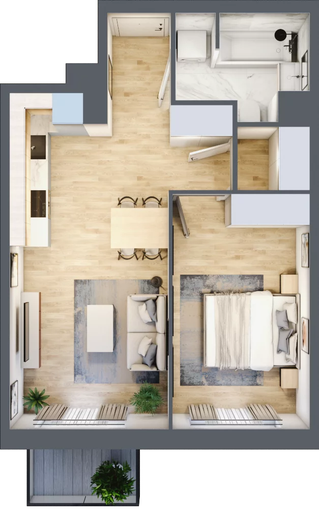 2 pokoje, mieszkanie 42,67 m², piętro 4, oferta nr III-B2.M38, Strefa Cegielnia 3, Kraków, Wzgórza Krzesławickie, Zesławice, ul. Gustawa Morcinka
