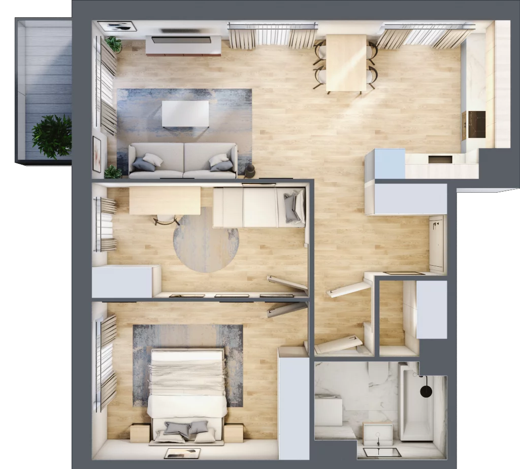 3 pokoje, mieszkanie 61,71 m², piętro 2, oferta nr III-B2.M31, Strefa Cegielnia 3, Kraków, Wzgórza Krzesławickie, Zesławice, ul. Gustawa Morcinka