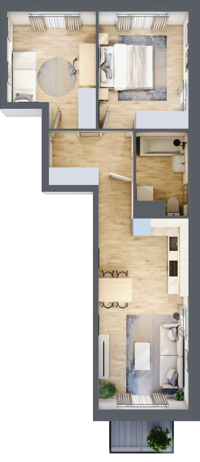 3 pokoje, mieszkanie 55,46 m², piętro 4, oferta nr III-B2.M16, Strefa Cegielnia 3, Kraków, Wzgórza Krzesławickie, Zesławice, ul. Gustawa Morcinka