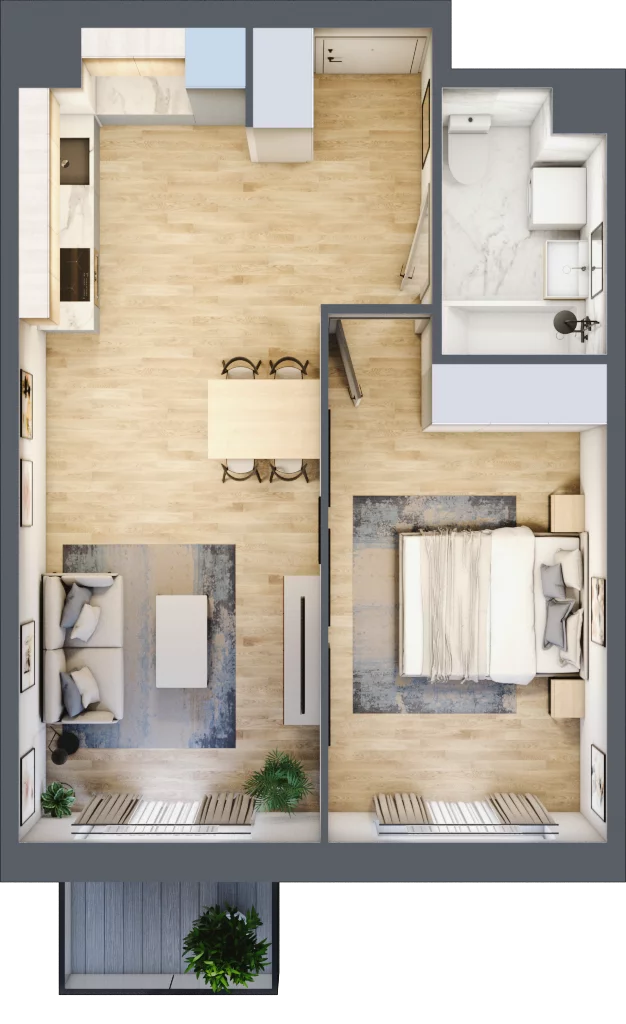 2 pokoje, mieszkanie 44,83 m², piętro 3, oferta nr III-B2.M13, Strefa Cegielnia 3, Kraków, Wzgórza Krzesławickie, Zesławice, ul. Gustawa Morcinka