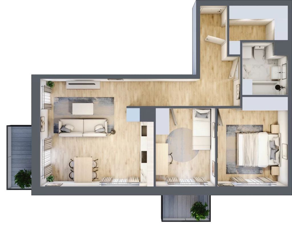 3 pokoje, mieszkanie 64,16 m², piętro 3, oferta nr III-B2.M34, Strefa Cegielnia 3, Kraków, Wzgórza Krzesławickie, Zesławice, ul. Gustawa Morcinka