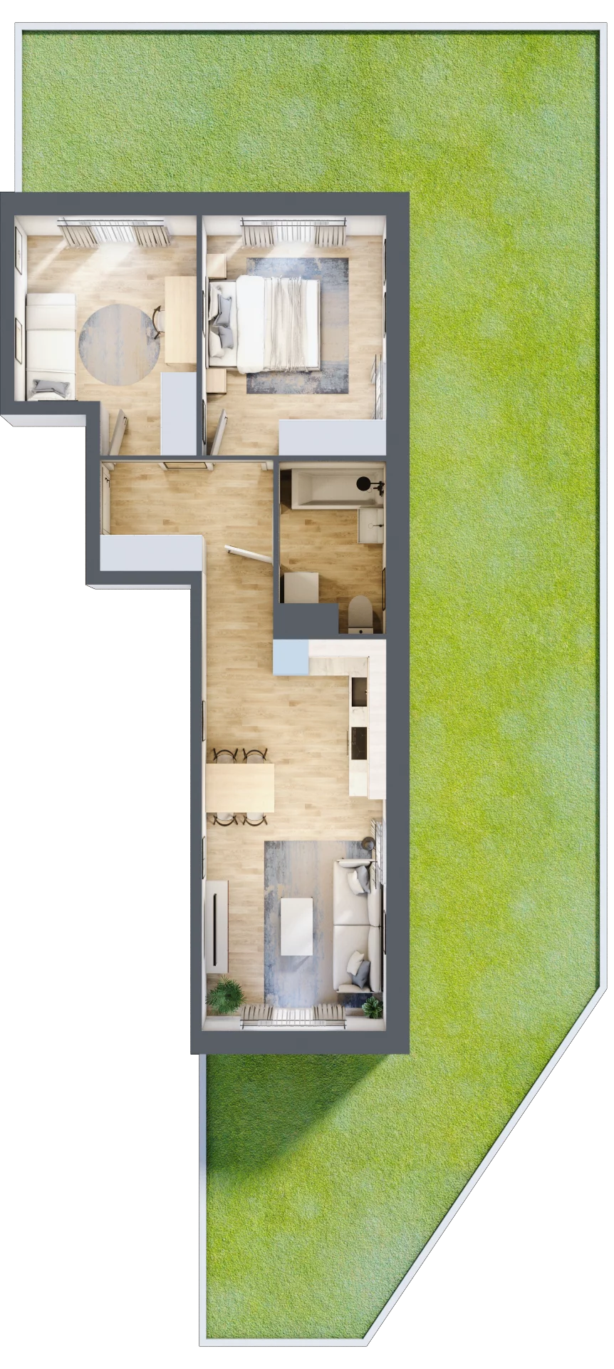 3 pokoje, mieszkanie 55,46 m², parter, oferta nr III-B2.M1, Strefa Cegielnia 3, Kraków, Wzgórza Krzesławickie, Zesławice, ul. Gustawa Morcinka
