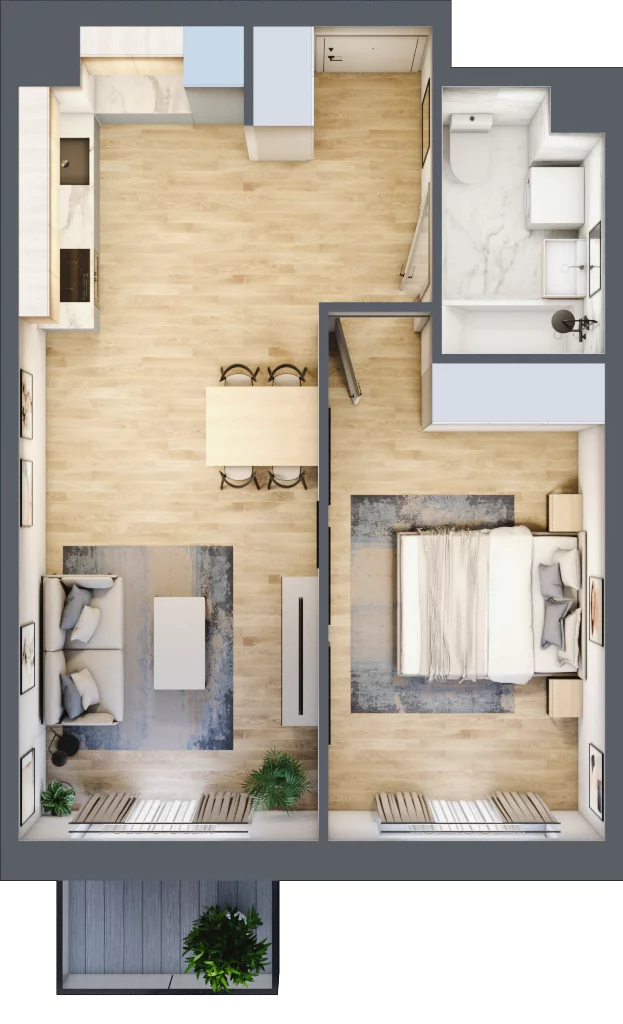2 pokoje, mieszkanie 44,83 m², piętro 4, oferta nr III-B3.M17, Strefa Cegielnia 3, Kraków, Wzgórza Krzesławickie, Zesławice, ul. Gustawa Morcinka