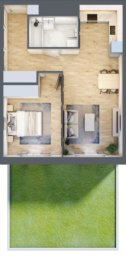 2 pokoje, mieszkanie 49,30 m², parter, oferta nr III-B3.M20, Strefa Cegielnia 3, Kraków, Wzgórza Krzesławickie, Zesławice, ul. Gustawa Morcinka