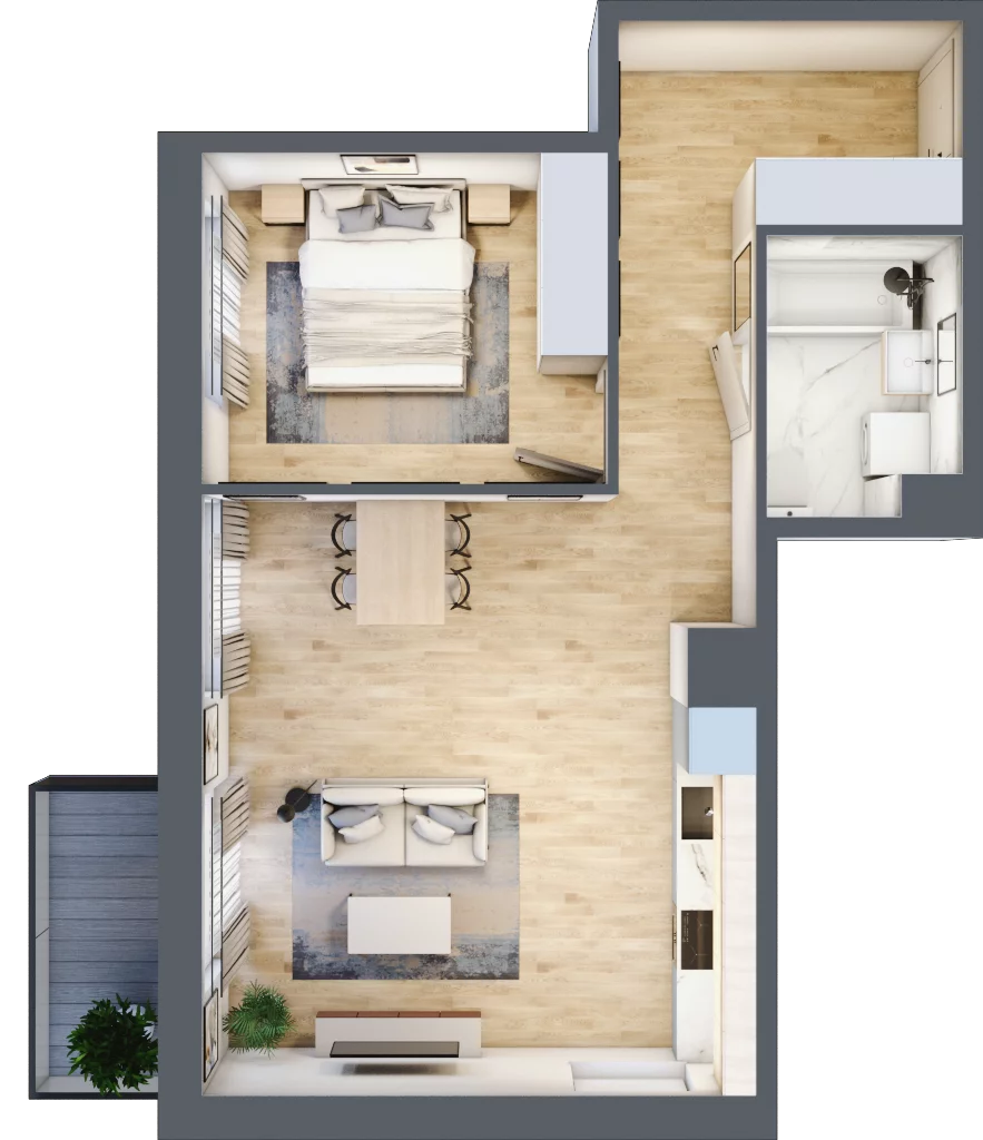 2 pokoje, mieszkanie 50,05 m², piętro 4, oferta nr III-B3.M51, Strefa Cegielnia 3, Kraków, Wzgórza Krzesławickie, Zesławice, ul. Gustawa Morcinka