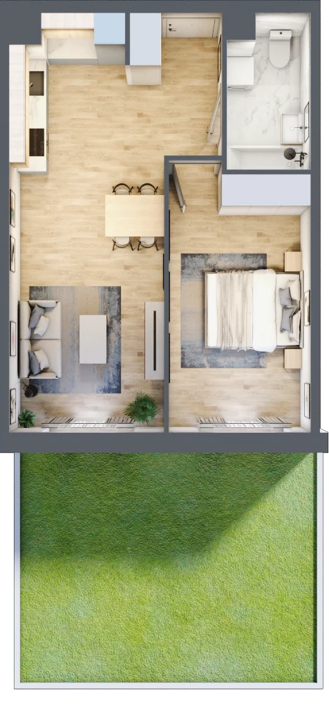 2 pokoje, mieszkanie 45,77 m², parter, oferta nr III-B3.M21, Strefa Cegielnia 3, Kraków, Wzgórza Krzesławickie, Zesławice, ul. Gustawa Morcinka