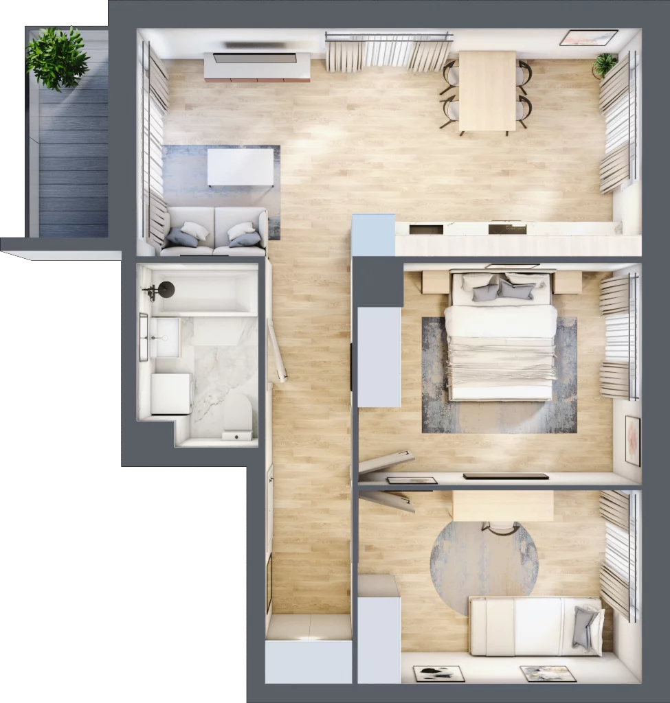 3 pokoje, mieszkanie 56,32 m², piętro 4, oferta nr III-B3.M54, Strefa Cegielnia 3, Kraków, Wzgórza Krzesławickie, Zesławice, ul. Gustawa Morcinka