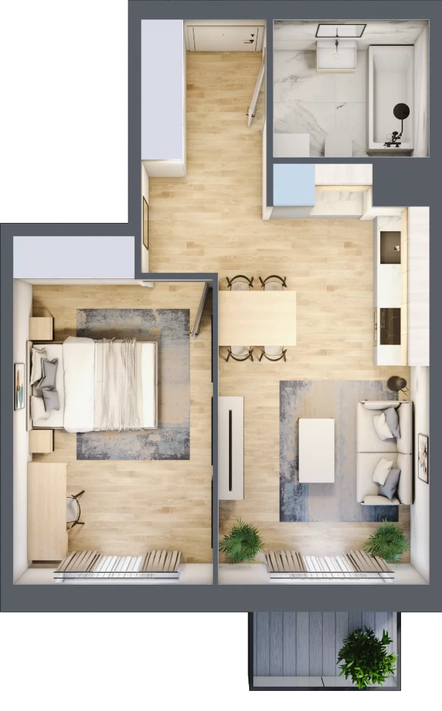 2 pokoje, mieszkanie 41,43 m², piętro 4, oferta nr III-B3.M50, Strefa Cegielnia 3, Kraków, Wzgórza Krzesławickie, Zesławice, ul. Gustawa Morcinka