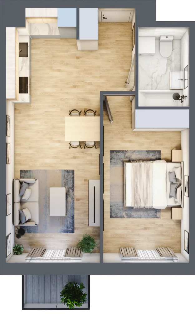 2 pokoje, mieszkanie 45,07 m², piętro 2, oferta nr III-B3.M35, Strefa Cegielnia 3, Kraków, Wzgórza Krzesławickie, Zesławice, ul. Gustawa Morcinka