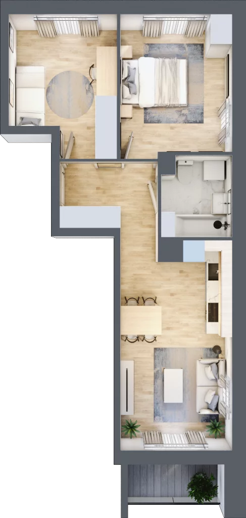 3 pokoje, mieszkanie 50,72 m², piętro 3, oferta nr III-B3.M12, Strefa Cegielnia 3, Kraków, Wzgórza Krzesławickie, Zesławice, ul. Gustawa Morcinka