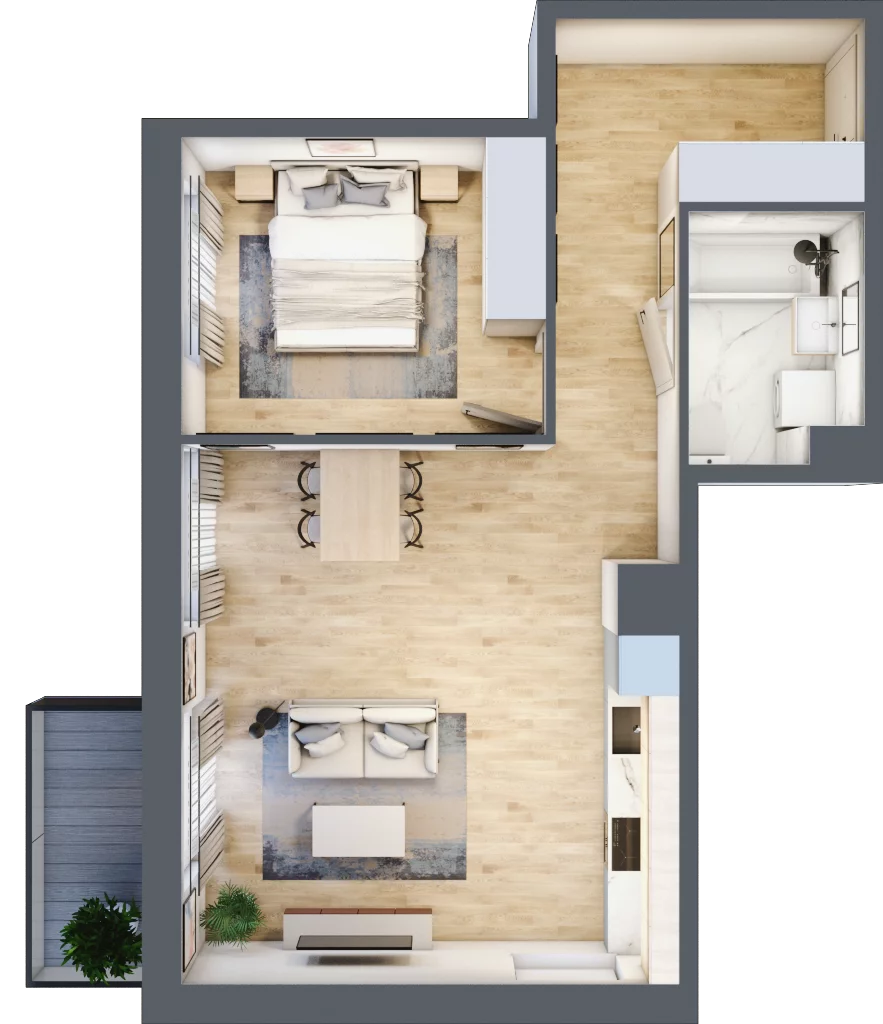 2 pokoje, mieszkanie 50,05 m², piętro 3, oferta nr III-B3.M44, Strefa Cegielnia 3, Kraków, Wzgórza Krzesławickie, Zesławice, ul. Gustawa Morcinka