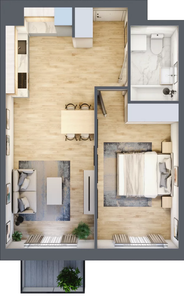 2 pokoje, mieszkanie 45,07 m², piętro 1, oferta nr III-B3.M28, Strefa Cegielnia 3, Kraków, Wzgórza Krzesławickie, Zesławice, ul. Gustawa Morcinka