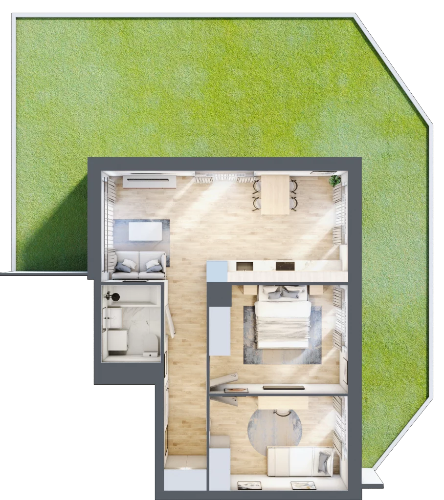 3 pokoje, mieszkanie 55,89 m², parter, oferta nr III-B3.M26, Strefa Cegielnia 3, Kraków, Wzgórza Krzesławickie, Zesławice, ul. Gustawa Morcinka