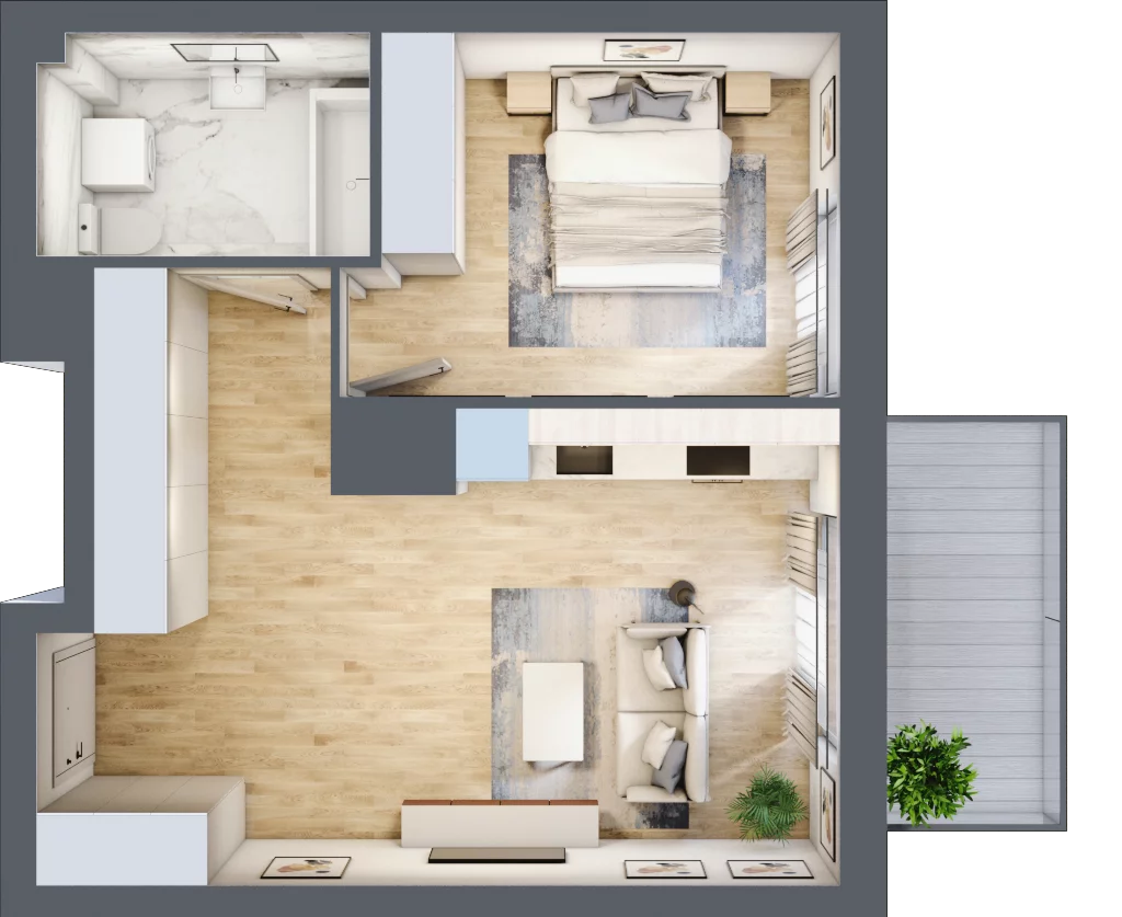 2 pokoje, mieszkanie 43,97 m², piętro 6, oferta nr A1.1/042, Fabrica URSUS, Warszawa, Ursus, Szamoty, ul. Dyrekcyjna