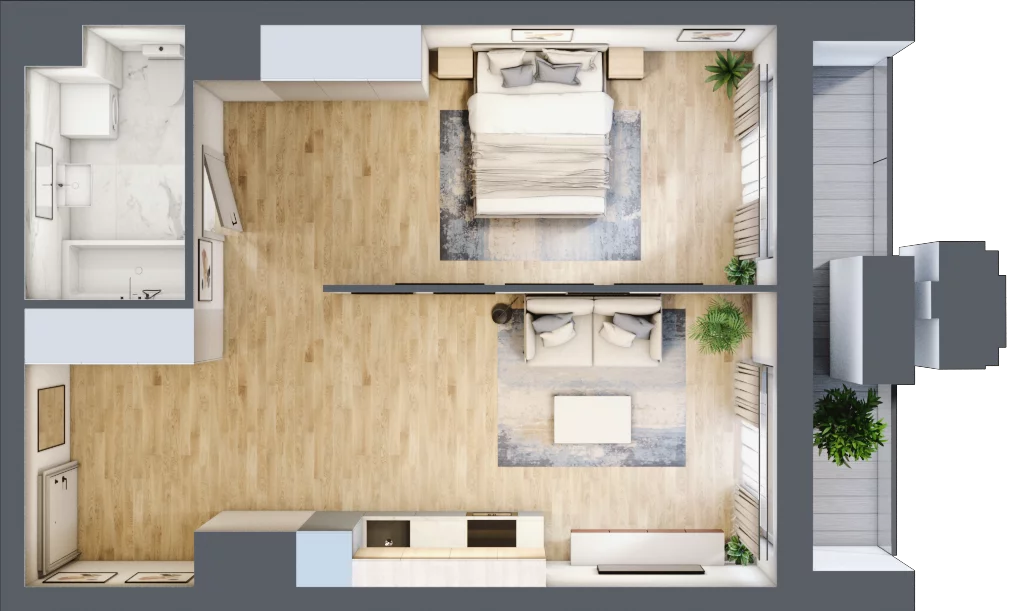 1 pokój, mieszkanie 47,40 m², piętro 1, oferta nr A1.2/053, Fabrica URSUS, Warszawa, Ursus, Szamoty, ul. Dyrekcyjna