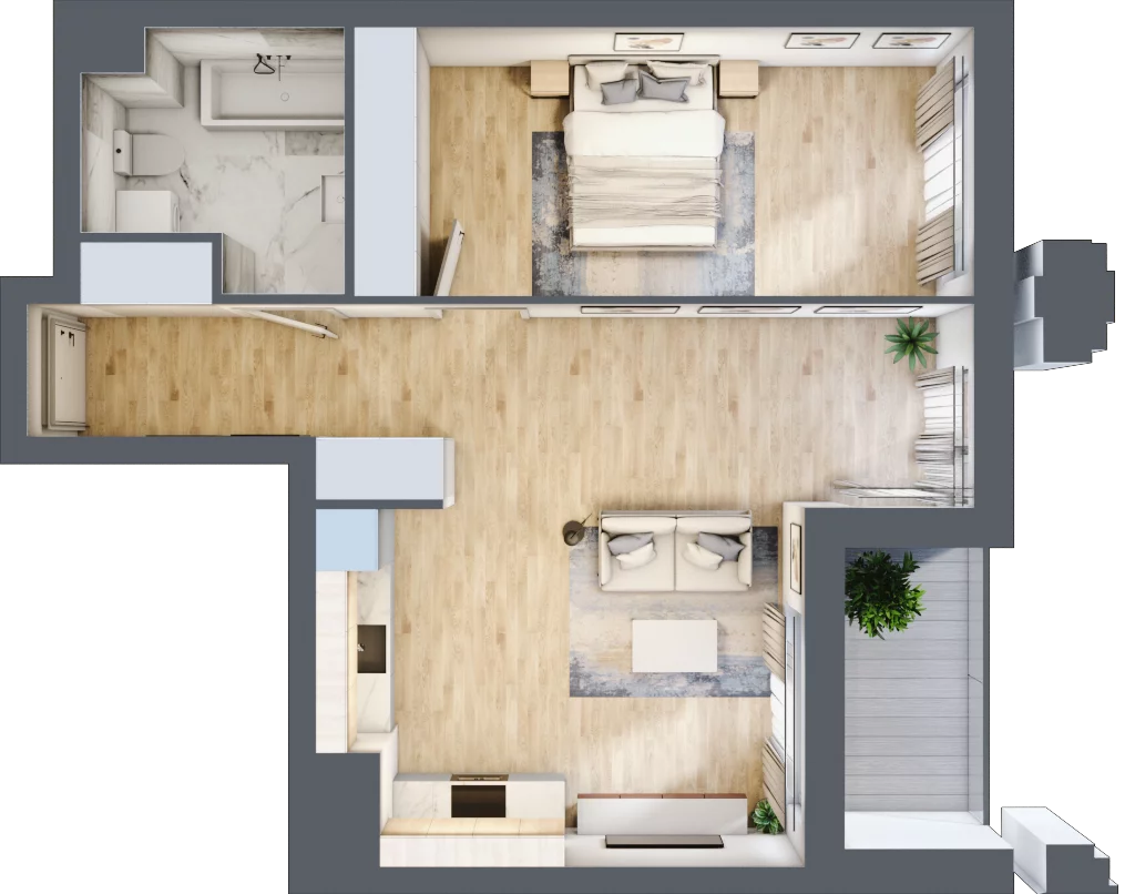 2 pokoje, mieszkanie 54,69 m², piętro 1, oferta nr A1.2/054, Fabrica URSUS, Warszawa, Ursus, Szamoty, ul. Dyrekcyjna