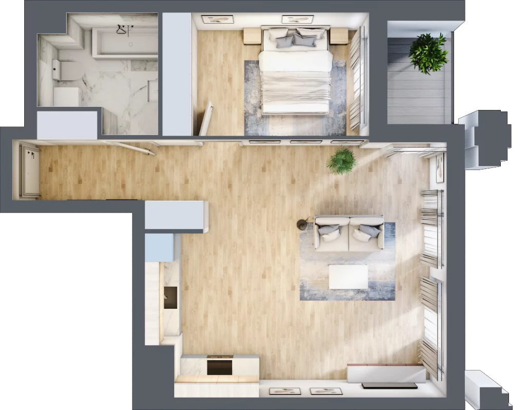 2 pokoje, mieszkanie 55,93 m², piętro 2, oferta nr A1.2/061, Fabrica URSUS, Warszawa, Ursus, Szamoty, ul. Dyrekcyjna